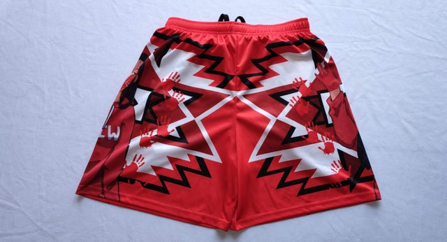 Native print discount basketball shorts